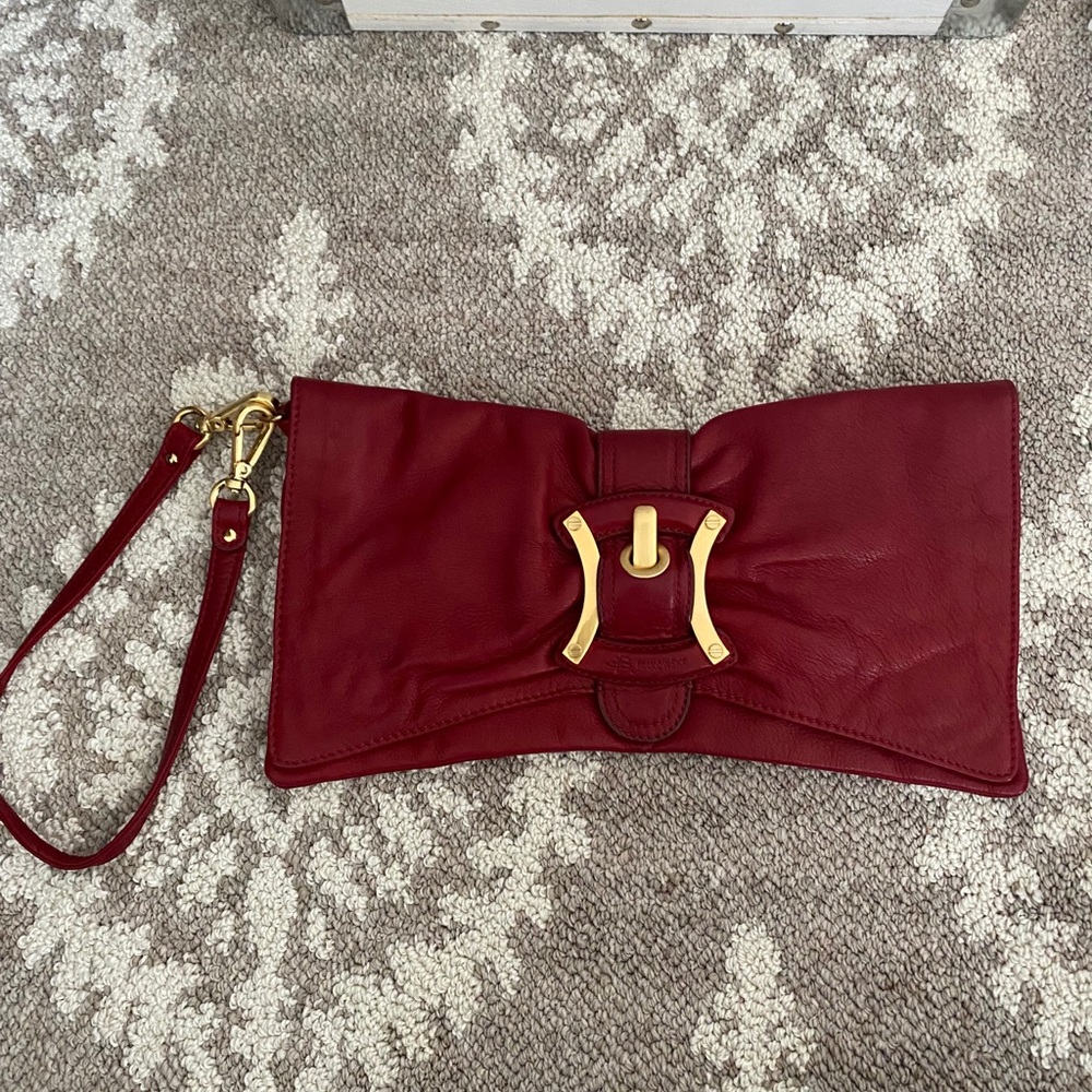B. Makowski Red Leather Clutch
